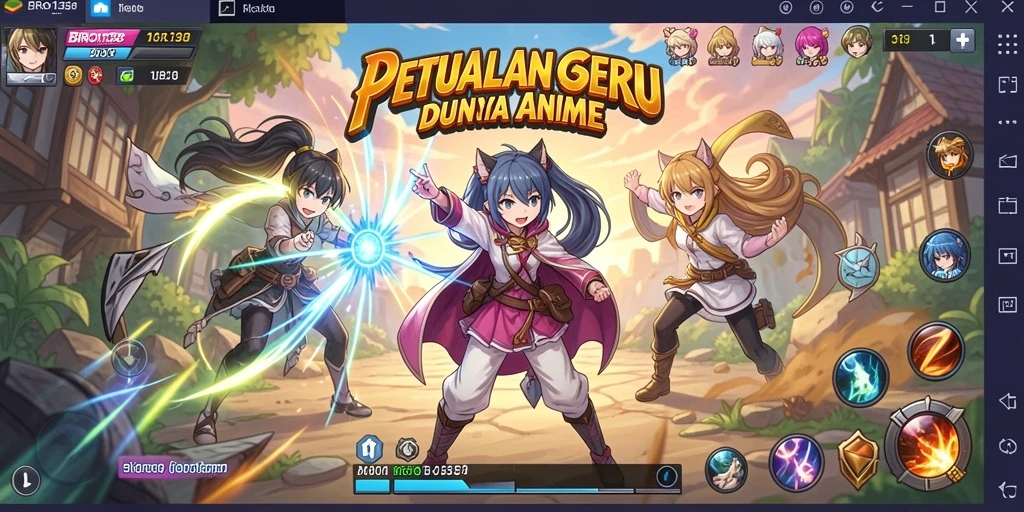 Tampilan gameplay seru dengan karakter anime yang memukau.