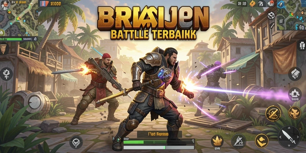 Tampilan gameplay dinamis dalam BROJP Battle Royale.