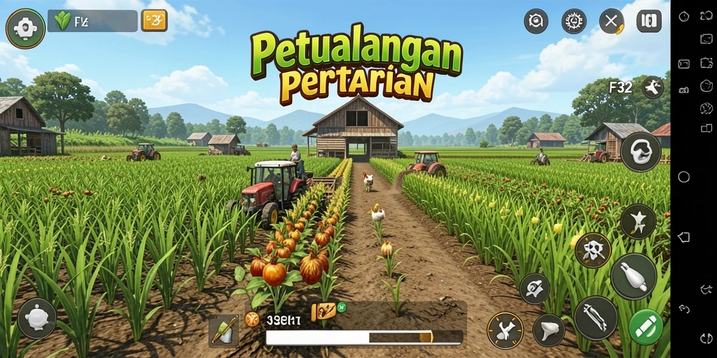 Tampilan gameplay seru di F32 saat bertani.