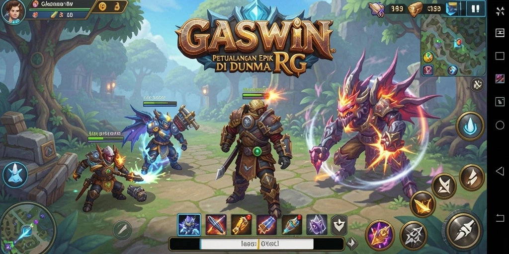Gameplay GASWIN yang menarik dalam dunia RPG yang epik.