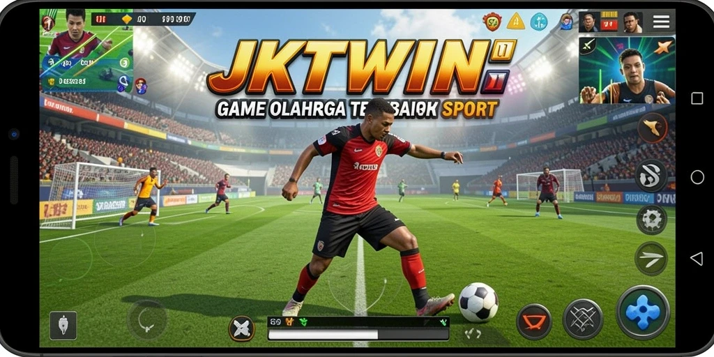 Screenshot dari gameplay JKTWIN yang menunjukkan aksi olahraga seru.