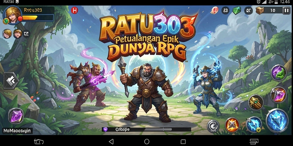 Tampilan gameplay menegangkan dari RATU303 yang menunjukkan pertarungan RPG.