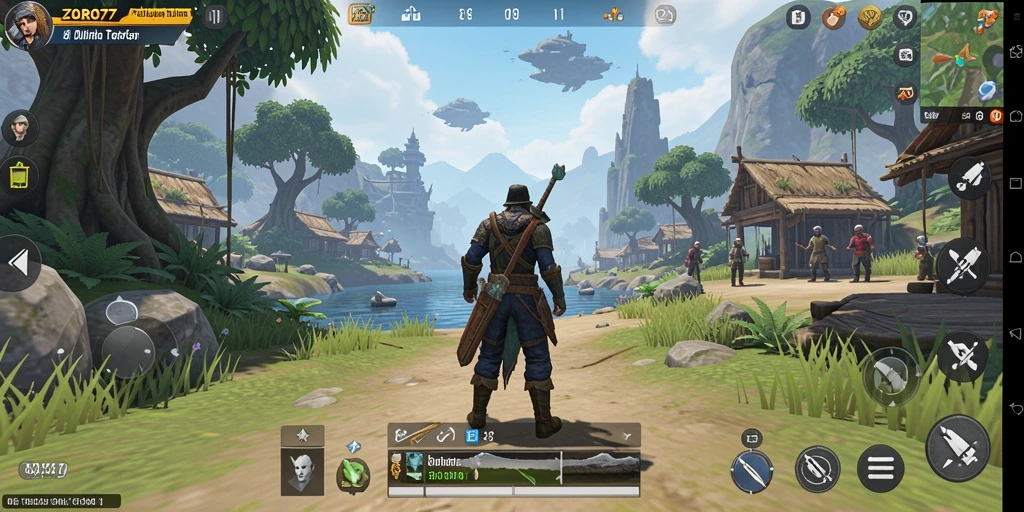 Screenshot gameplay dari ZORO77 yang menampilkan lingkungan Open World yang menakjubkan.